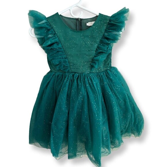 Trish Scully Little Girls Green Glitter Emerald Party Dress Size 6 - Picture 1 of 12